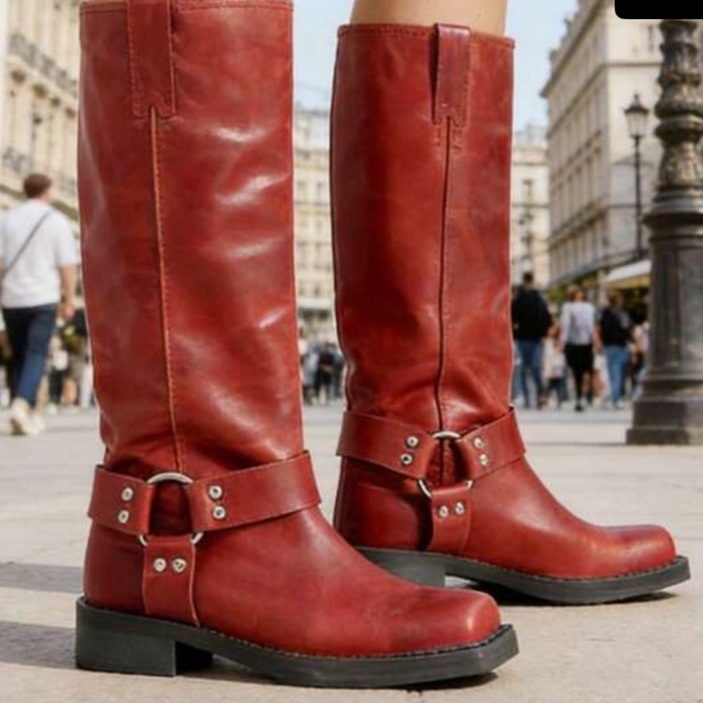 Women's Tall Harness Boots in Red - Classic Rider Style